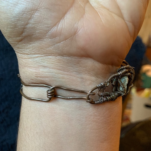 Artisan Vintage Copper and Natural Gemstone Coffee Bracelet - Picture 5 of 14